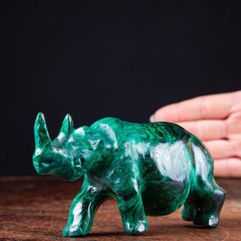 Malachiet - Neushoorn - Eerste keuze - Extra kwaliteit, Verzamelen, Mineralen en Fossielen