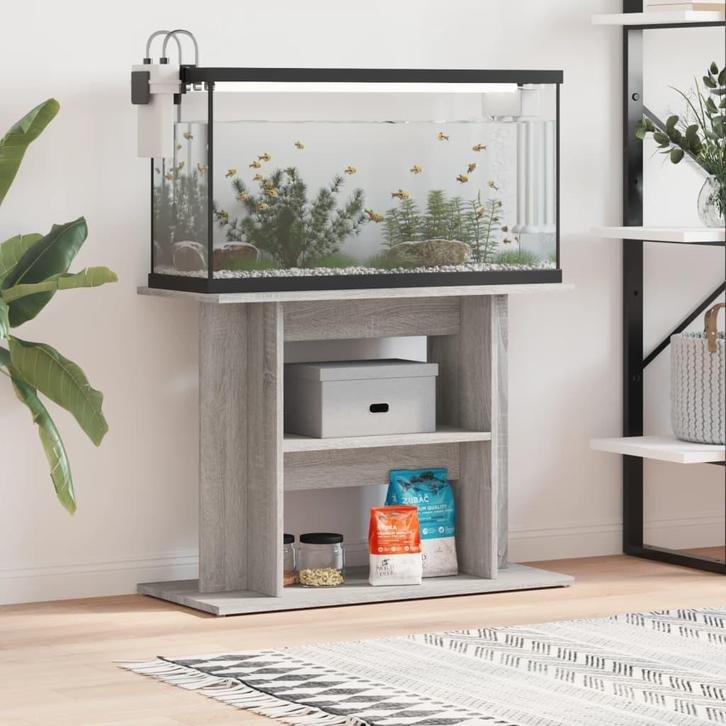 vidaXL Aquariumstandaard Sonoma Grijs 80x35x60 cm Bewerkt, Dieren en Toebehoren, Vissen | Aquaria en Toebehoren, Nieuw, Verzenden