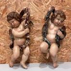 sculptuur, Paire dangelots - 40 cm - Bois Polychrome