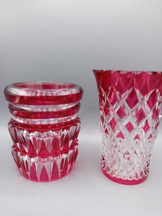 Val Saint Lambert - Vaas (2) - Kristal - 2 vazen Val St, Antiek en Kunst, Antiek | Glaswerk en Kristal