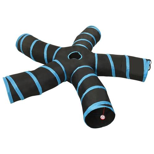 vidaXL Kattentunnel 5-voudig 25 cm polyester zwart en blauw, Kinderen en Baby's, Speelgoed | Buiten | Speeltoestellen, Nieuw, Verzenden
