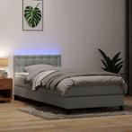 vidaXL Boxspring met matras en LED fluweel lichtgrijs 90x220, Verzenden