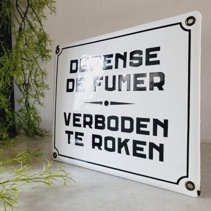 Verbodsbord, Defense De Fumer/ Verboden Te Roken Emaille, Antiek en Kunst, Antiek | Wandborden en Tegels