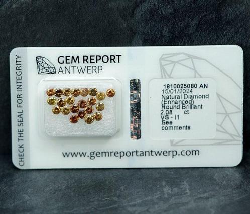 22 pcs Diamant (Kleurbehandeld) - 2.08 ct - P1, VS1 - Gem, Handtassen en Accessoires, Edelstenen
