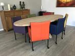 Set van 6 leren kuip eetkamerstoelen in verschillende, Huis en Inrichting, Stoelen, Ophalen of Verzenden, Nieuw, Eén