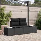 vidaXL Ligzetel Tuin met Kussens Zwart Poly Rattan, Tuin en Terras, Verzenden, Nieuw