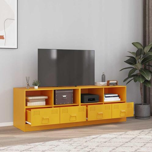 vidaXL Tv-meubelen 2 st 67x39x44 cm staal mosterdgeel, Huis en Inrichting, Kasten |Televisiemeubels, Nieuw, Verzenden