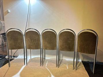 Chaise - Chrome - Cinq chaises vintage beschikbaar voor biedingen
