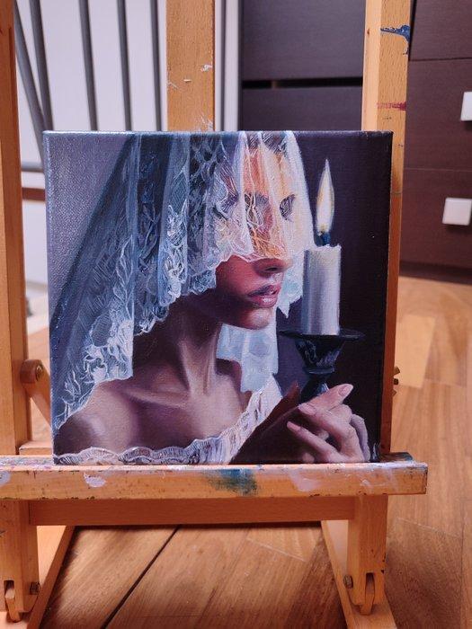 LAURA MUOLO - LA DONNA VELATA 2, Antiek en Kunst, Kunst | Schilderijen | Modern