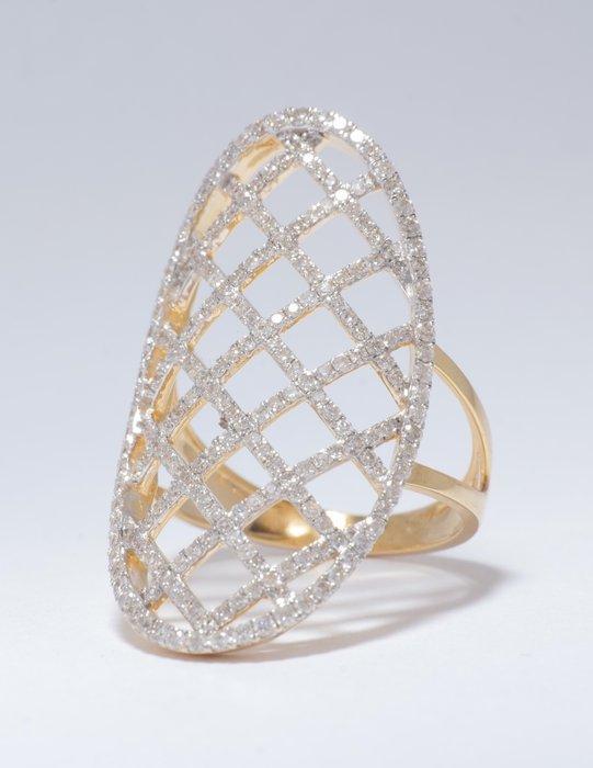 Statement ring - 14 karaat Geel goud - 1.06ct. tw. Diamant, Handtassen en Accessoires, Antieke sieraden