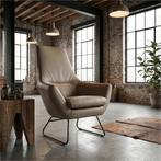 Leren fauteuil Trust - Toledo Khaki (taupe/bruin), Huis en Inrichting, Fauteuils, Nieuw, Ophalen of Verzenden, 75 tot 100 cm, Industrieel, Modern