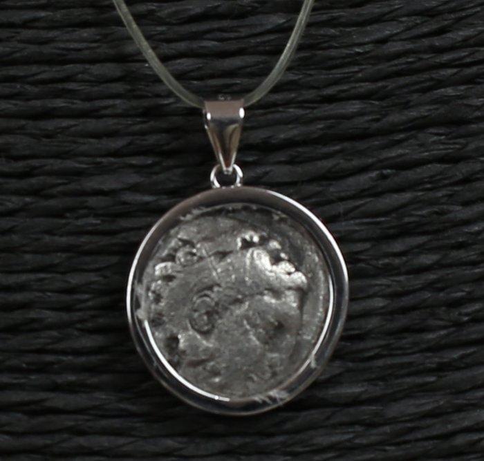 Modern zilver Hanger met oude Griekse Alexander de Grote, Verzamelen, Mineralen en Fossielen