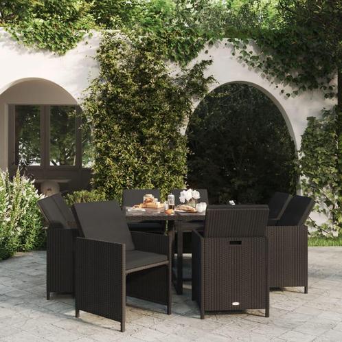 vidaXL Ensemble à manger de jardin coussins 9pcs Résine, Jardin & Terrasse, Ensembles de jardin, Neuf, Envoi