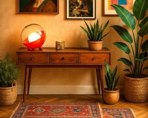 Retro Bollamp Rood – Schattige Eyecatcher met Vintage Flair, Huis en Inrichting, Lampen | Vloerlampen, Nieuw, Kunststof, Minder dan 100 cm