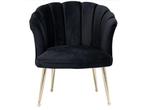 Veiling - Bella Home - Schelpfauteuil velvet zwart - gouden, Nieuw