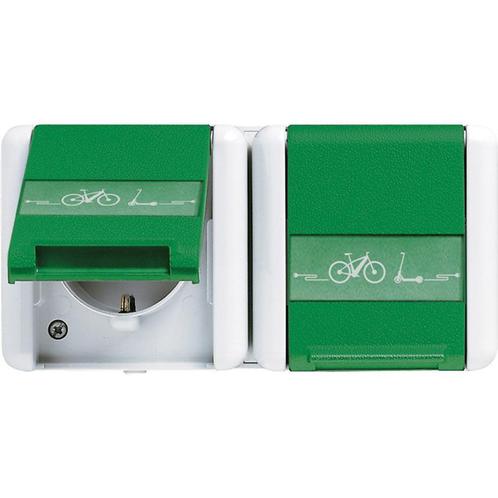 Jung Wg800 Dual E-Bike Oplaadstopcontact Groen Ip44, Doe-het-zelf en Bouw, Elektriciteit en Kabels, Verzenden