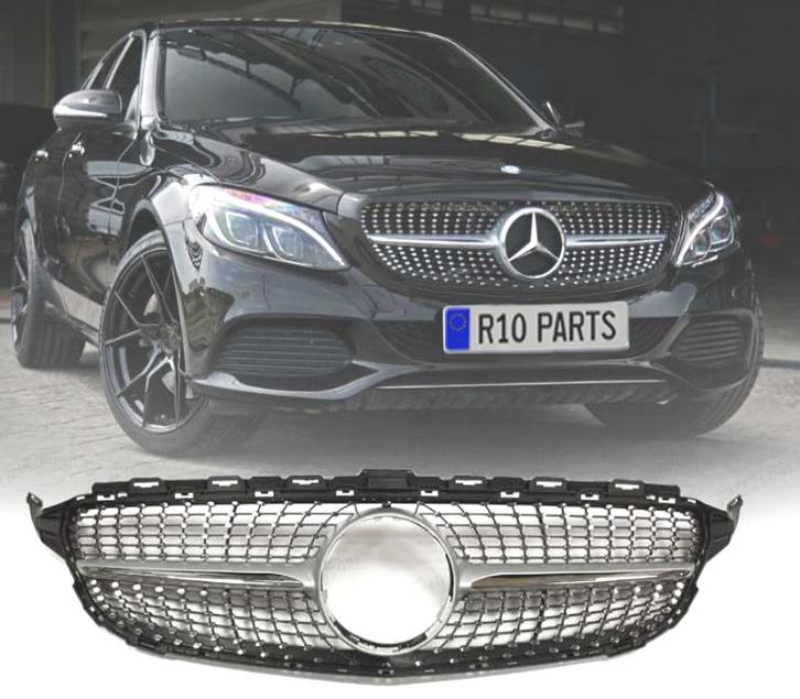 CALANDRE POUR MERCEDES W205 AMG 14-18 LOOK DIAMOND SILVER, Auto-onderdelen, Carrosserie, Verzenden
