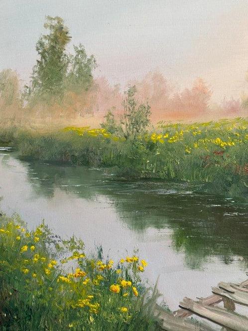 Emre Kinali - Wooden Bridge, Antiek en Kunst, Kunst | Schilderijen | Modern