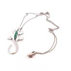 Collier avec pendentif - 18 carats Or blanc Émeraude -