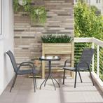 vidaXL Tuin Bistro Set 3 pcs Grijs Staal, Tuin en Terras, Tuinsets en Loungesets, Verzenden, Nieuw