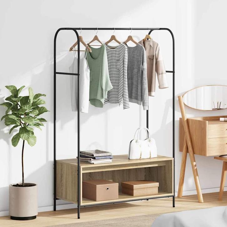 vidaXL Kledingrek met opslag Bruin 100 x 44 x 160 cm Bewerkt, Huis en Inrichting, Kasten | Kleerkasten, Nieuw, Verzenden