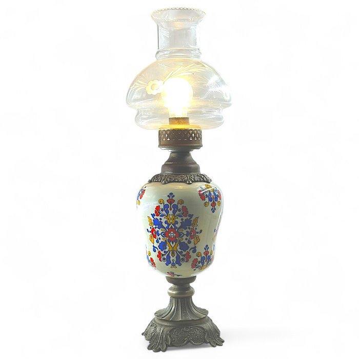 Tafellamp - Glas, Keramiek, Metaal - antieke lamp, Antiek en Kunst, Curiosa en Brocante