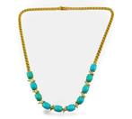 Halsketting - 18 karaat Geel goud, 18K geelgouden turquoise, Handtassen en Accessoires, Kettingen, Nieuw