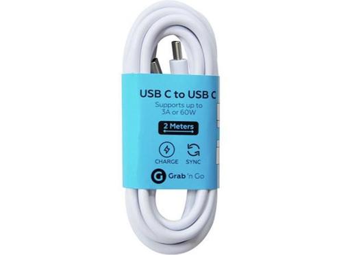 Veiling - 5x Grab n Go USB-C naar USB-C kabel 2m wit, Telecommunicatie, Mobiele telefoons | Telefoon-opladers, Nieuw