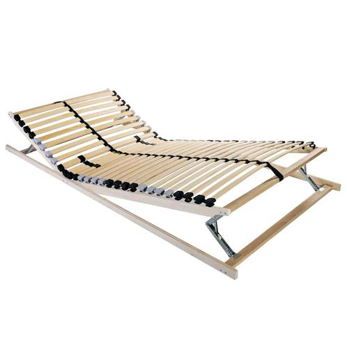 vidaXL Lamelbodem met hoofdeinde Bruin 140 x 190 cm Massief, Huis en Inrichting, Slaapkamer | Bedden, Nieuw, Verzenden