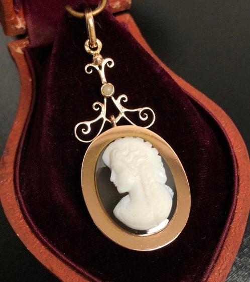 Sans Prix de Réserve - Pendentif - 18 carats Or rose - Camée, Handtassen en Accessoires, Antieke sieraden