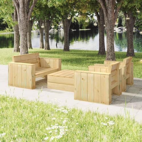 vidaXL 4-delige Loungeset geïmpregneerd massief grenenhout, Tuin en Terras, Tuinsets en Loungesets, Loungeset, Nieuw, Verzenden