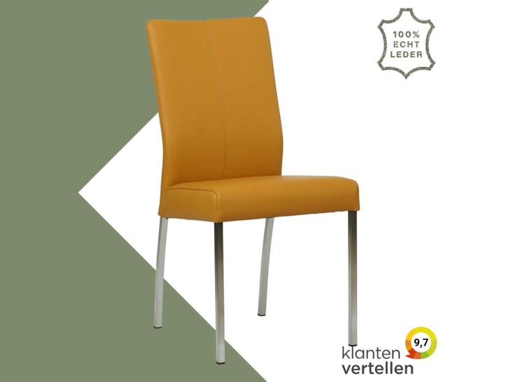 Leren eetkamerstoel Comfort - Toledo Leem (geel/bruin) -, Huis en Inrichting, Stoelen, Overige kleuren, Eén, Nieuw, Leer, Ophalen of Verzenden