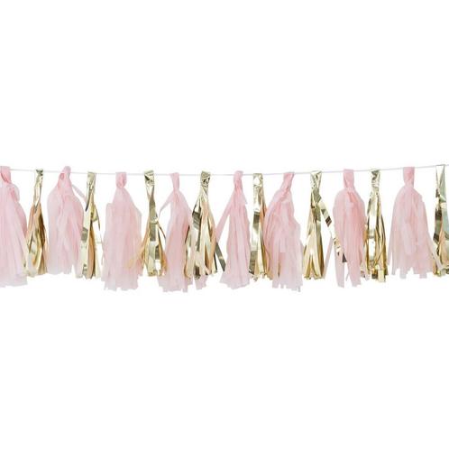 Tassel Slinger Roze/Goud 2m, Hobby en Vrije tijd, Feestartikelen, Nieuw, Verzenden