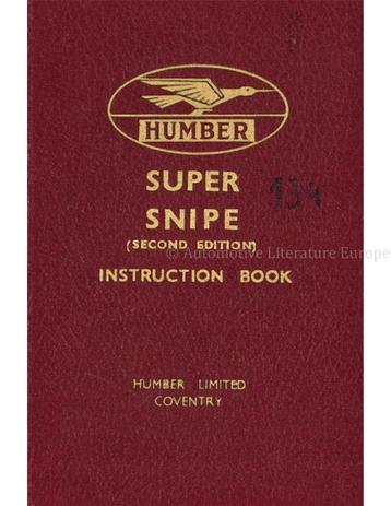 1939 HUMBER SUPER SNIPE INSTRUCTIEBOEKJE ENGELS
