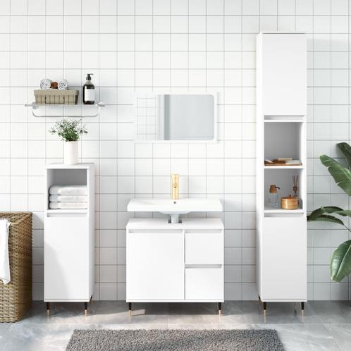 vidaXL 3-delige Badkamermeubelset bewerkt hout wit, Huis en Inrichting, Badkamer | Badkamermeubels, Nieuw, Verzenden