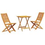 vidaXL Opvouwbare Bistroset 3 pcs Bruin Massief Acacia Hout, Tuin en Terras, Verzenden, Nieuw