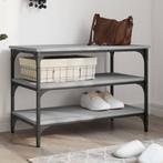 vidaXL Schoenenbankje 70x38,5x49 cm bewerkt hout grijs, Verzenden, Nieuw