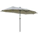 TRUUSK Dubbele Ovale Parasol 4,5m met LED Solar - Lichtgrijs, Tuin en Terras, Verzenden, Nieuw