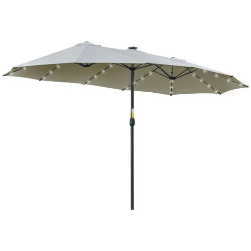 TRUUSK Dubbele Ovale Parasol 4,5m met LED Solar - Lichtgrijs, Tuin en Terras, Parasols, Verzenden