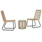 vidaXL 3-delige Bistroset poly rattan eikenkleurig, Tuin en Terras, Verzenden, Nieuw