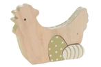 Kip, houten hen met eieren wit-groen 13x2x9. 5cm. kip ei, Hobby en Vrije tijd, Nieuw