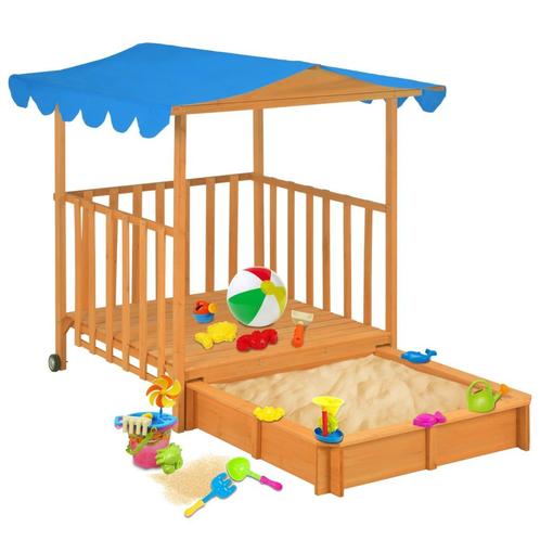 vidaXL Kinderspeelhuis met zandbak UV50 vurenhout blauw, Enfants & Bébés, Jouets | Extérieur | Aires de jeux, Envoi