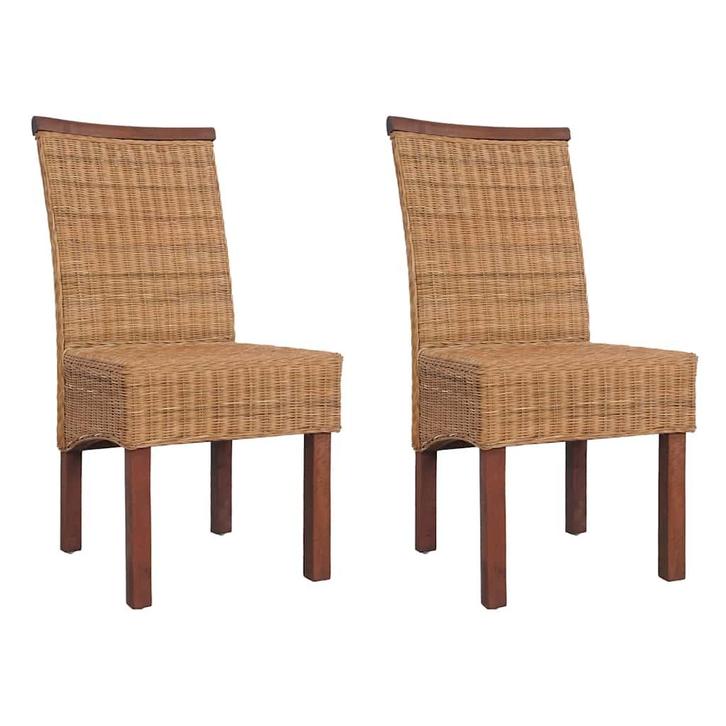 vidaXL Eetkamerstoelen 2 st natuurlijk rattan bruin, Huis en Inrichting, Stoelen, Nieuw, Verzenden