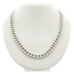 Zilveren robuuste gourmetschakel ketting | 45,5 cm, Ophalen of Verzenden, Gebruikt, Overige kleuren, Zilver