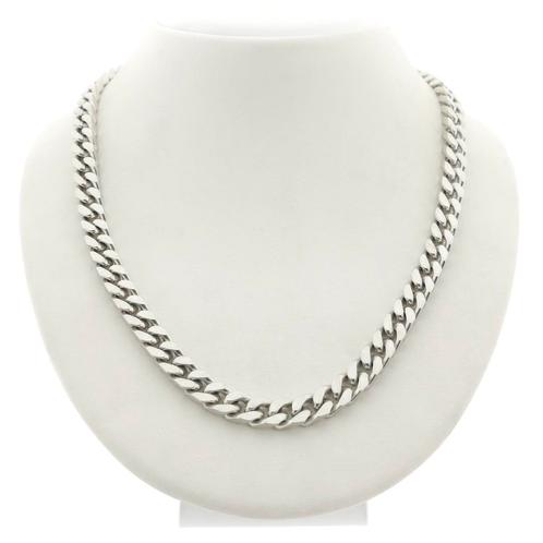 Zilveren robuuste gourmetschakel ketting | 45,5 cm, Handtassen en Accessoires, Kettingen, Overige kleuren, Gebruikt, Zilver, Ophalen of Verzenden
