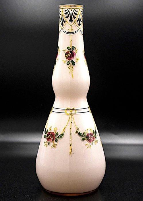 Moser & Söhne Art Nouveau Enamelled Glass Vase 1900-Vienna -, Antiek en Kunst, Antiek | Glaswerk en Kristal