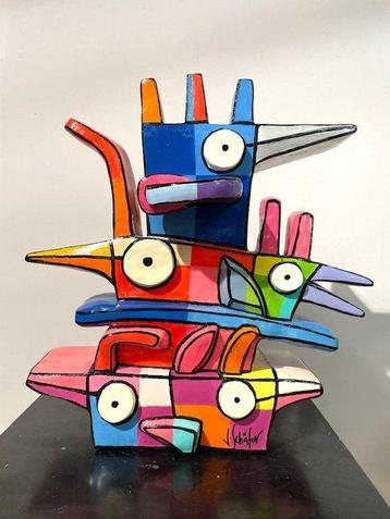 Jacqueline Schäfer (1961) - sculptuur, Totem Silver XXL - 50