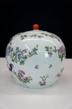 Gemberpot - Decoratie van hanen en bloesems - Porselein