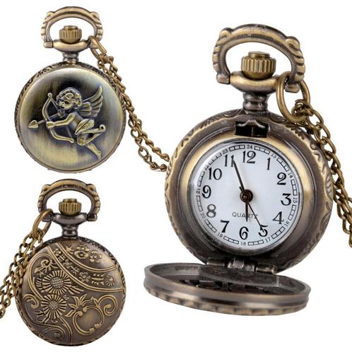 Fako® - Kettinghorloge - Cupido - Bronskleurig, Handtassen en Accessoires, Horloges | Heren, Verzenden