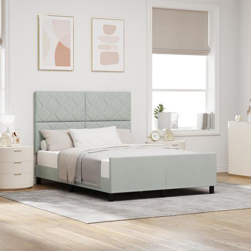vidaXL Bed Frame Lichtgrijs 140x190 cm Velvet, Huis en Inrichting, Slaapkamer | Bedden, Nieuw, Verzenden